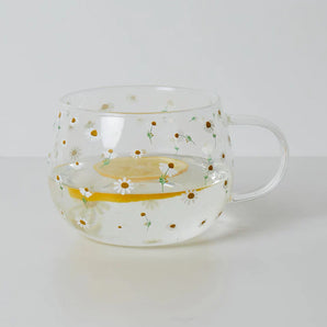 Ditsy Chamomile Glass Mug