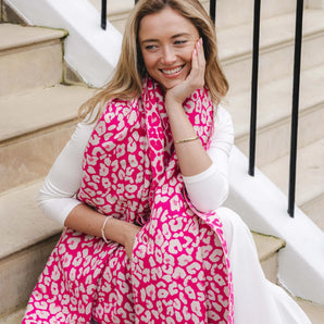 Park Lane Leopard Print Fuchsia Scarf