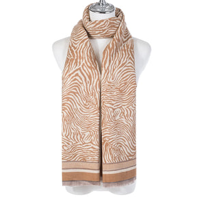 Park Lane Latte Zebra Print Scarf