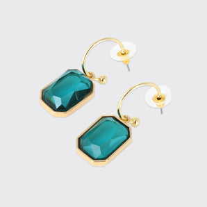 Hoop Drop Earrings- Teal